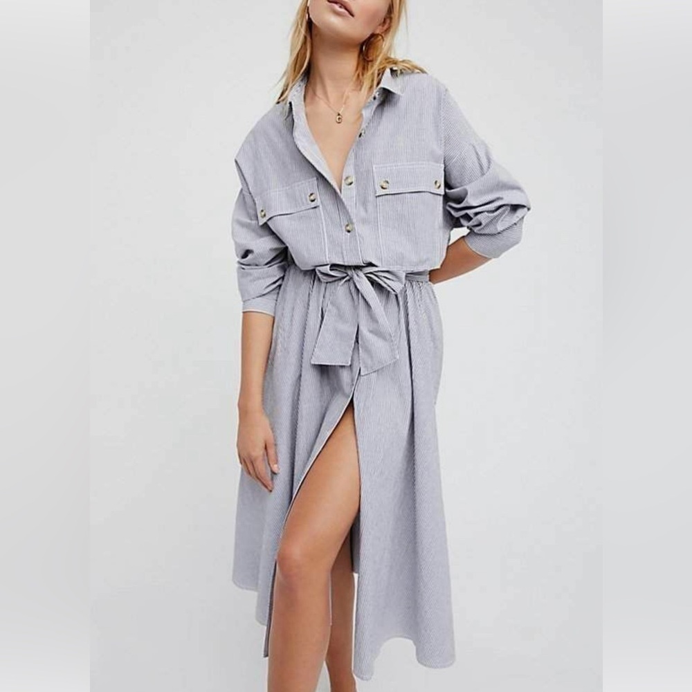 Free People Jaipur Midi Dress Designer Shirt Dress NWT